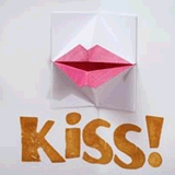 origami valentine kissing lips animation