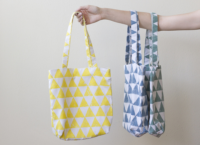 hand-printed bags